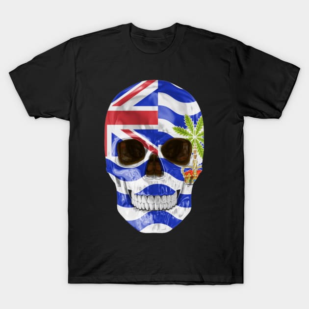 British Indian Ocean Territory Flag Skull - Gift for Biot With Roots From British Indian Ocean Territory T-Shirt by Country Flags